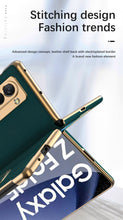 Carregar imagem no visualizador da galeria, Leather Samsung Galaxy Z Fold5 Case Electroplating Bracket One-piece All-inclusive Drop-proof Case
