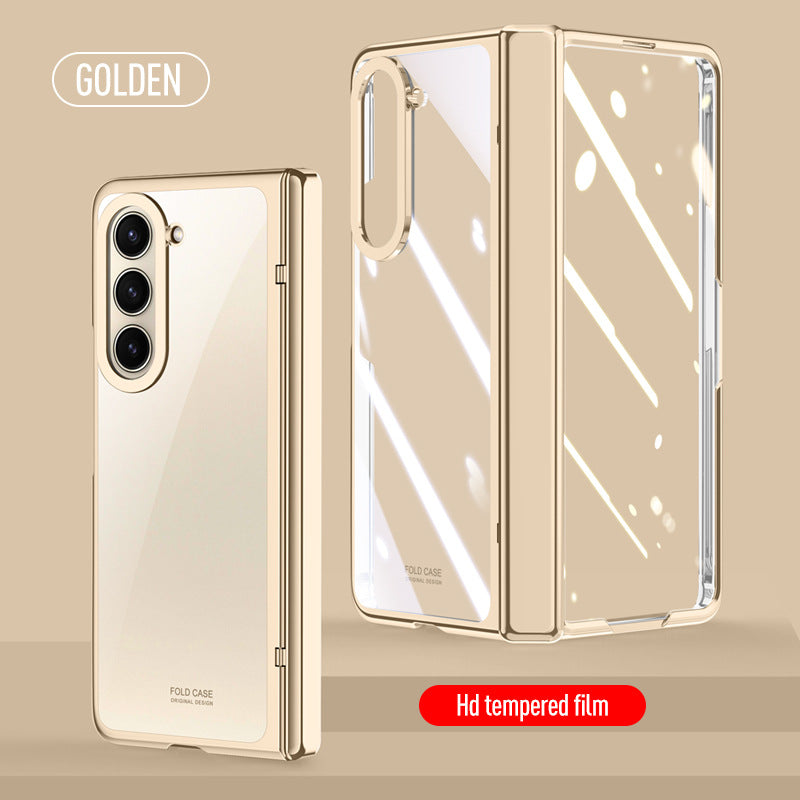 Full Surround Galaxy Z Fold5 Transparent Phone Case with Invisible Stand & Pen Slot & Film