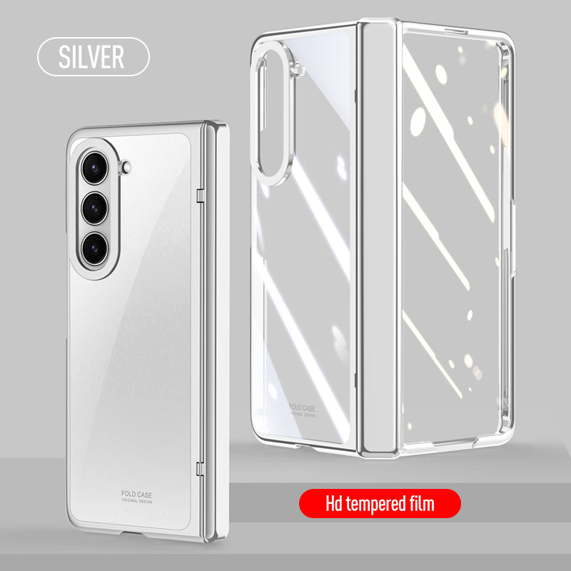 Full Surround Galaxy Z Fold5 Transparent Phone Case with Invisible Stand & Pen Slot & Film