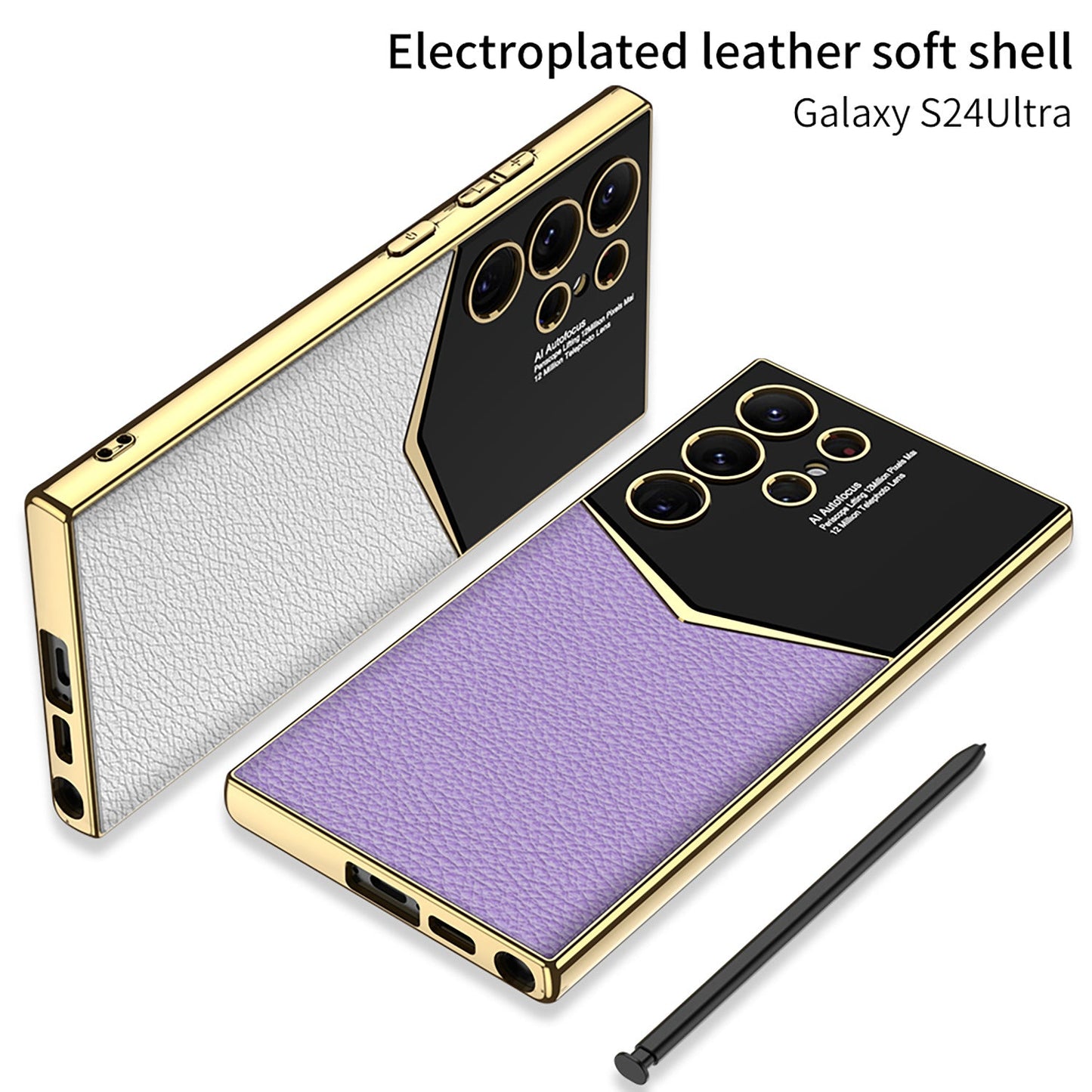Samsung S24Ultra Electroplated Solid Color Leather S24 Series Case