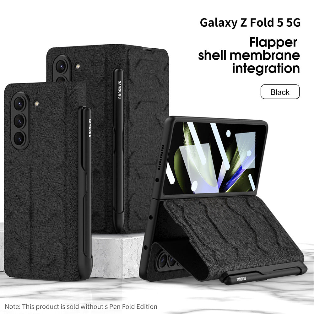 Samsung Galaxy Z Fold 5 Mobile Phone Case Fashion Warrior Flip Leather Case Film Velcro Pen Slot Case