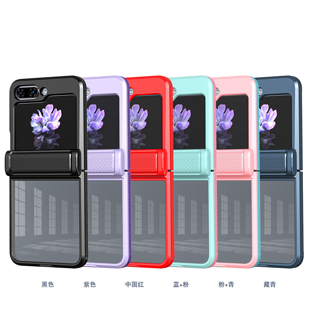 Samsung z flip 5 case with clear tempered glass film and Magnetic spring hinge