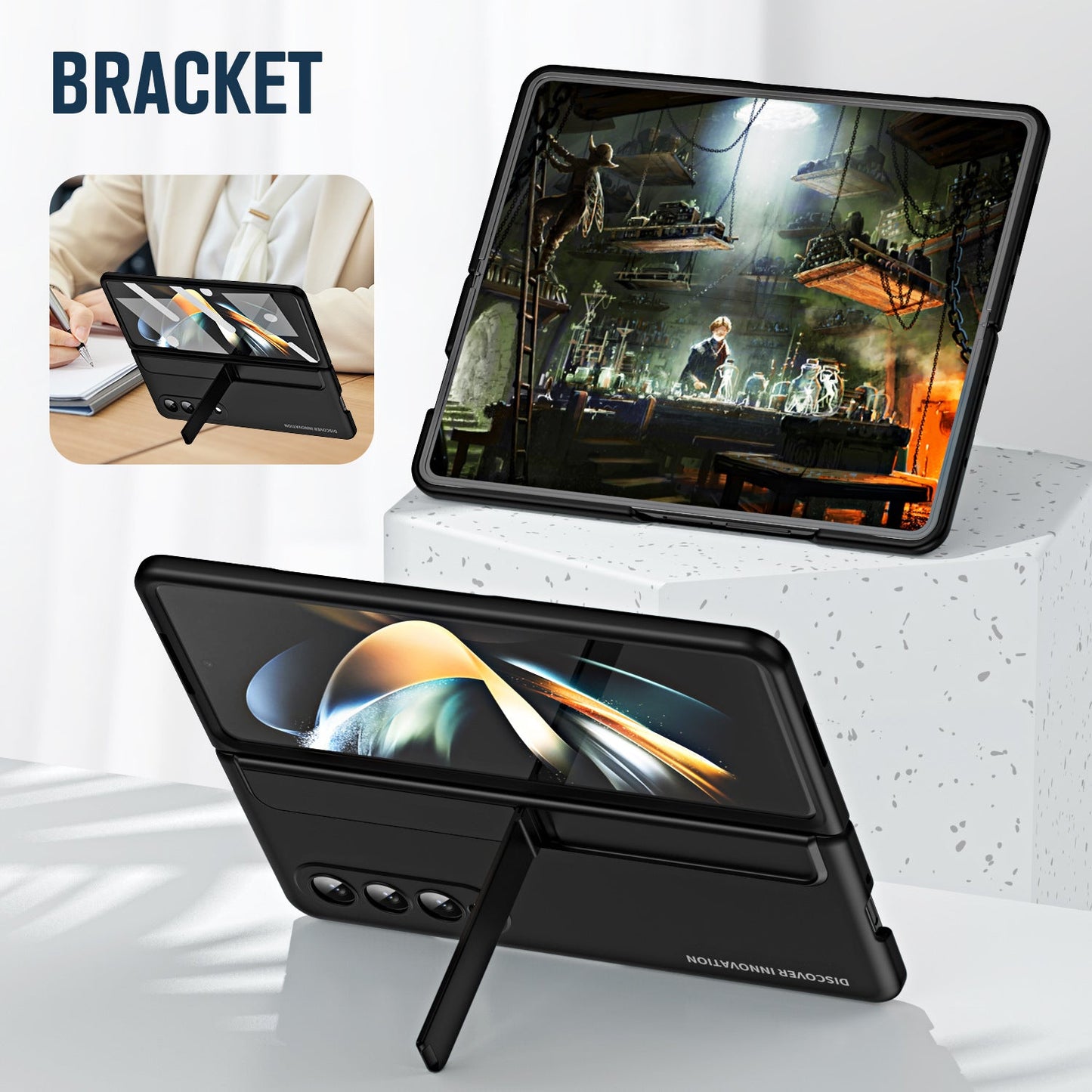 Samsung Galaxy Z Fold 5 Case with Tempered Glass Protector and Detachable Pen Slot