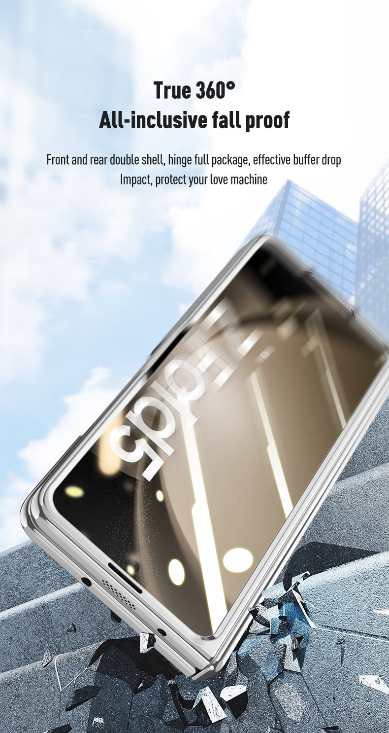 Full Surround Galaxy Z Fold5 Transparent Phone Case with Invisible Stand & Pen Slot & Film