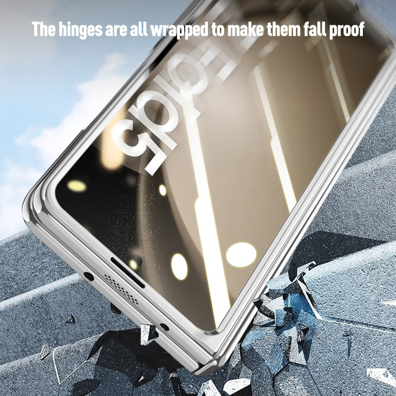 Full Surround Galaxy Z Fold5 Transparent Phone Case with Invisible Stand & Pen Slot & Film