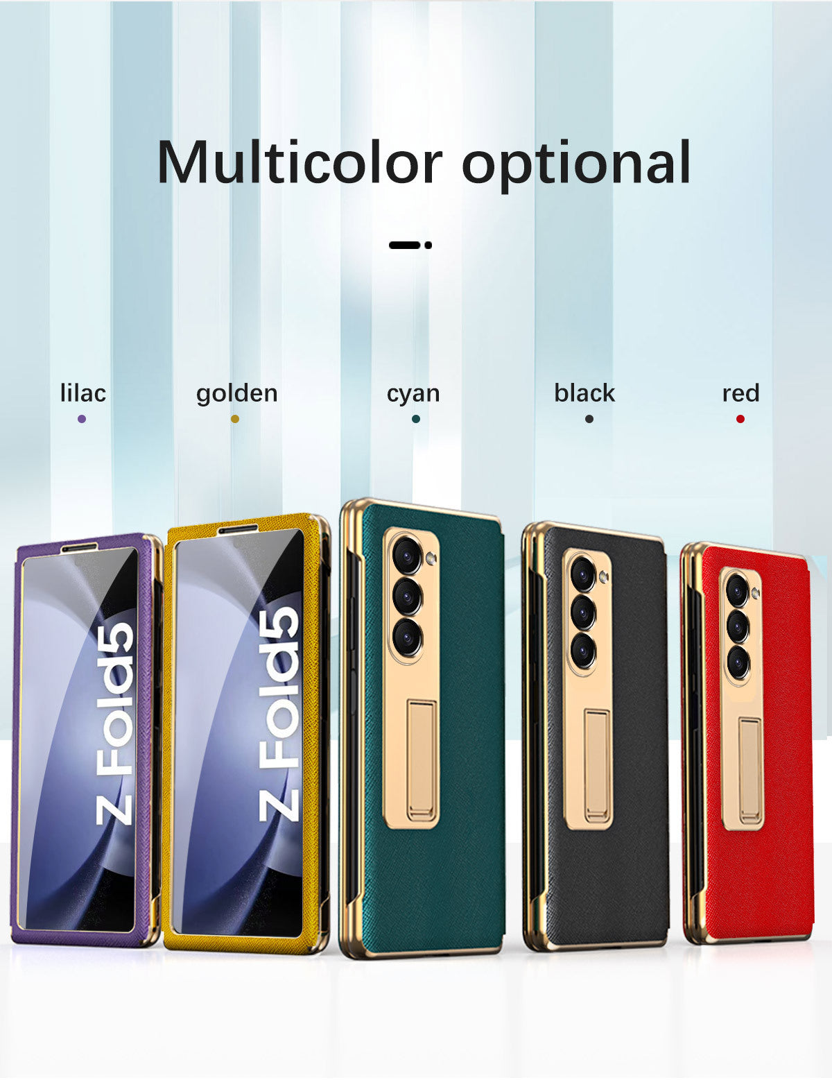 Leather Samsung Galaxy Z Fold5 Case Electroplating Bracket One-piece All-inclusive Drop-proof Case