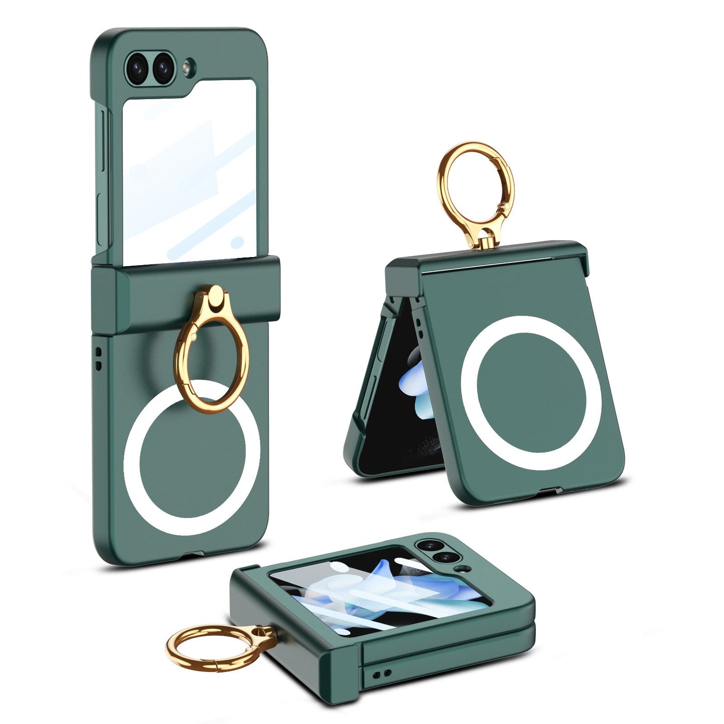 Magnetic Samsung Z Flip5 Case With Ring Wireless Charging Protective All-inclusive Shell