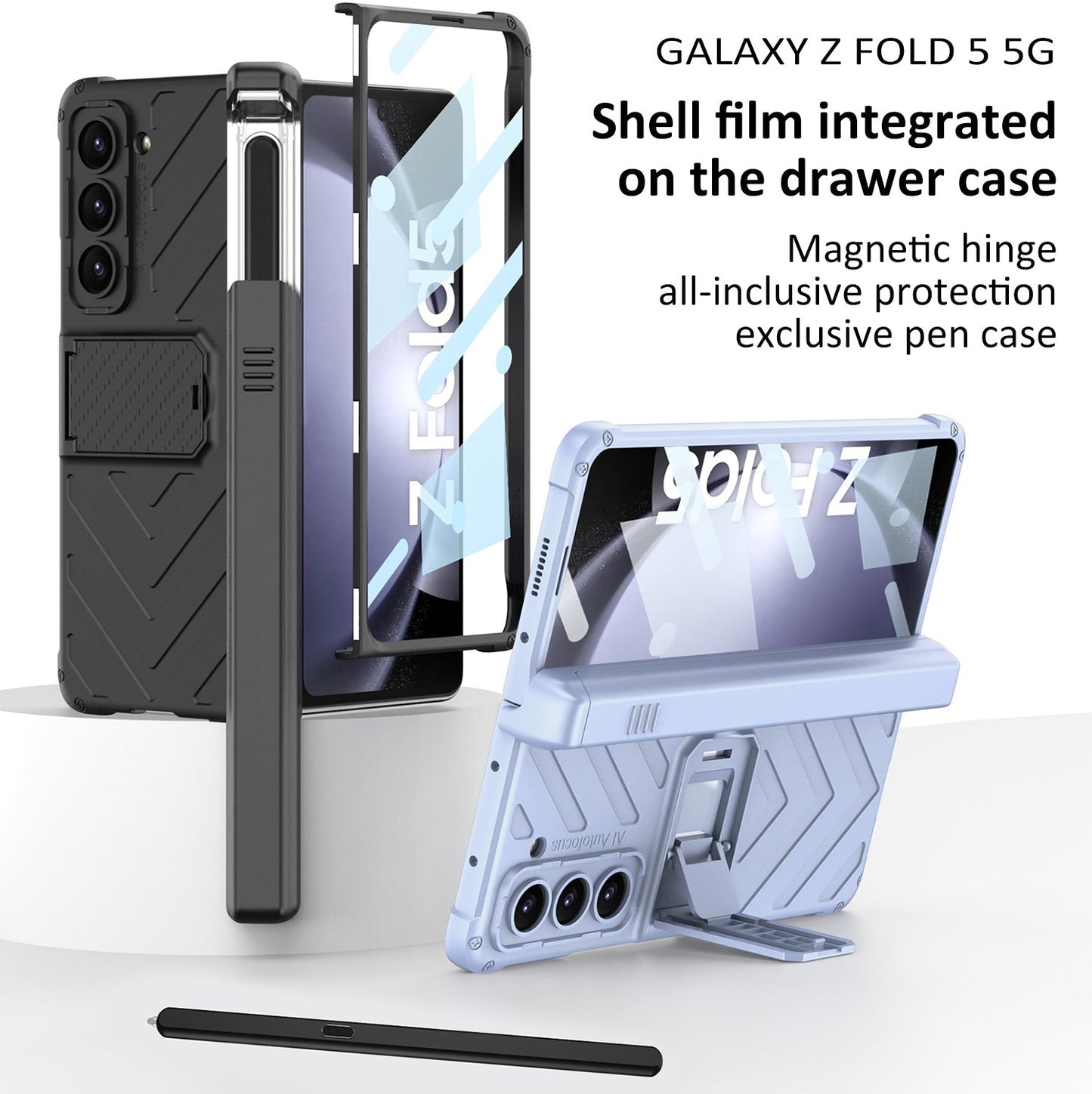 Samsung Galaxy Z Fold5 Magnetic Full Cover Armored Slide S Pen Case
