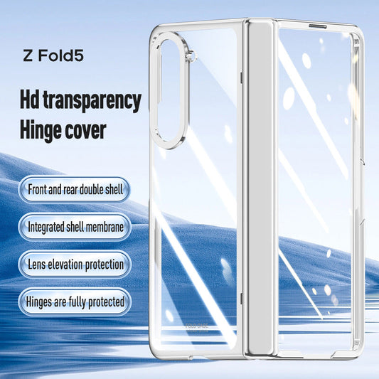 Full Surround Galaxy Z Fold5 Transparent Phone Case with Invisible Stand & Pen Slot & Film