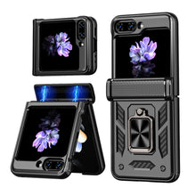 Charger l&#39;image dans la galerie, Magnetic Samsung Z Flip 5 Case with Spring Hinge Cover Z Flip 5 Metal Ring Stand Phone Case
