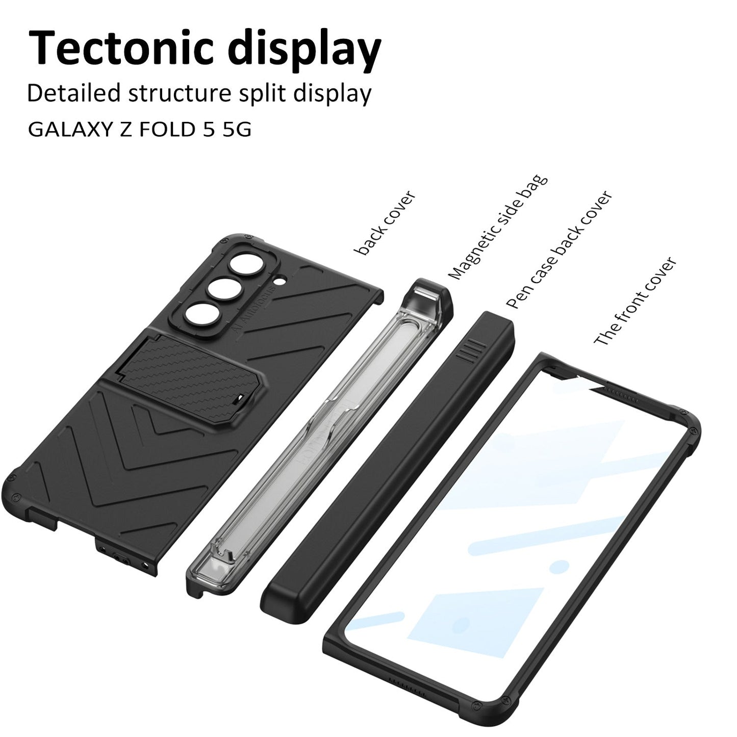 Samsung Galaxy Z Fold5 Magnetic Full Cover Armored Slide S Pen Case