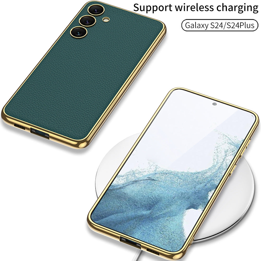 Samsung S24Ultra Case S24 Series Electroplated Plain Leather Phone Case