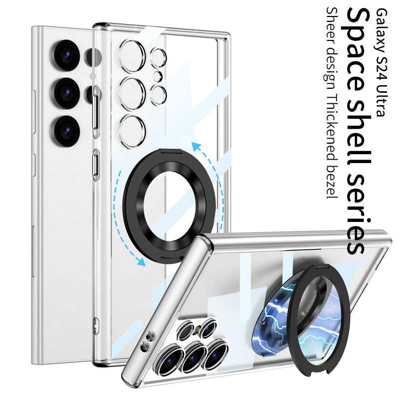 Samsung S24 Ultra Wireless Charging Case with Magnetic Rotating Stand and Turntable for S24 Plus S24