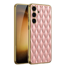 Load image into Gallery viewer, Samsung S24 Ultra Electroplated Phone Case  Porous Leather S24 Series Case
