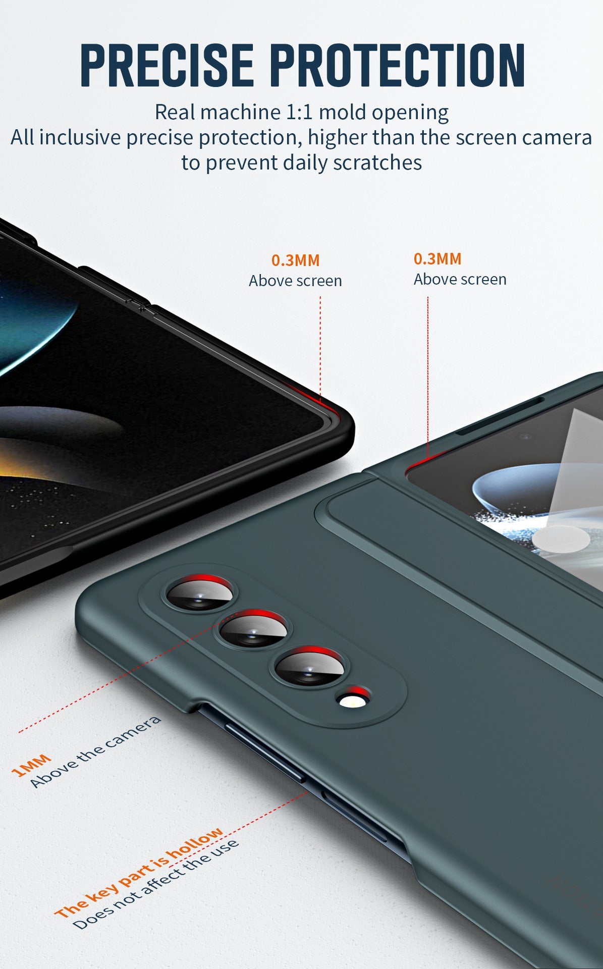 Samsung Galaxy Z Fold 5 Case with Tempered Glass Protector and Detachable Pen Slot