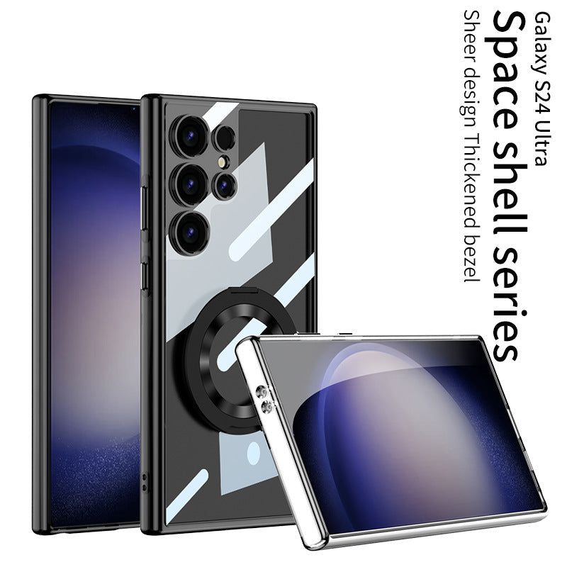 Samsung S24 Ultra Wireless Charging Case with Magnetic Rotating Stand and Turntable for S24 Plus S24