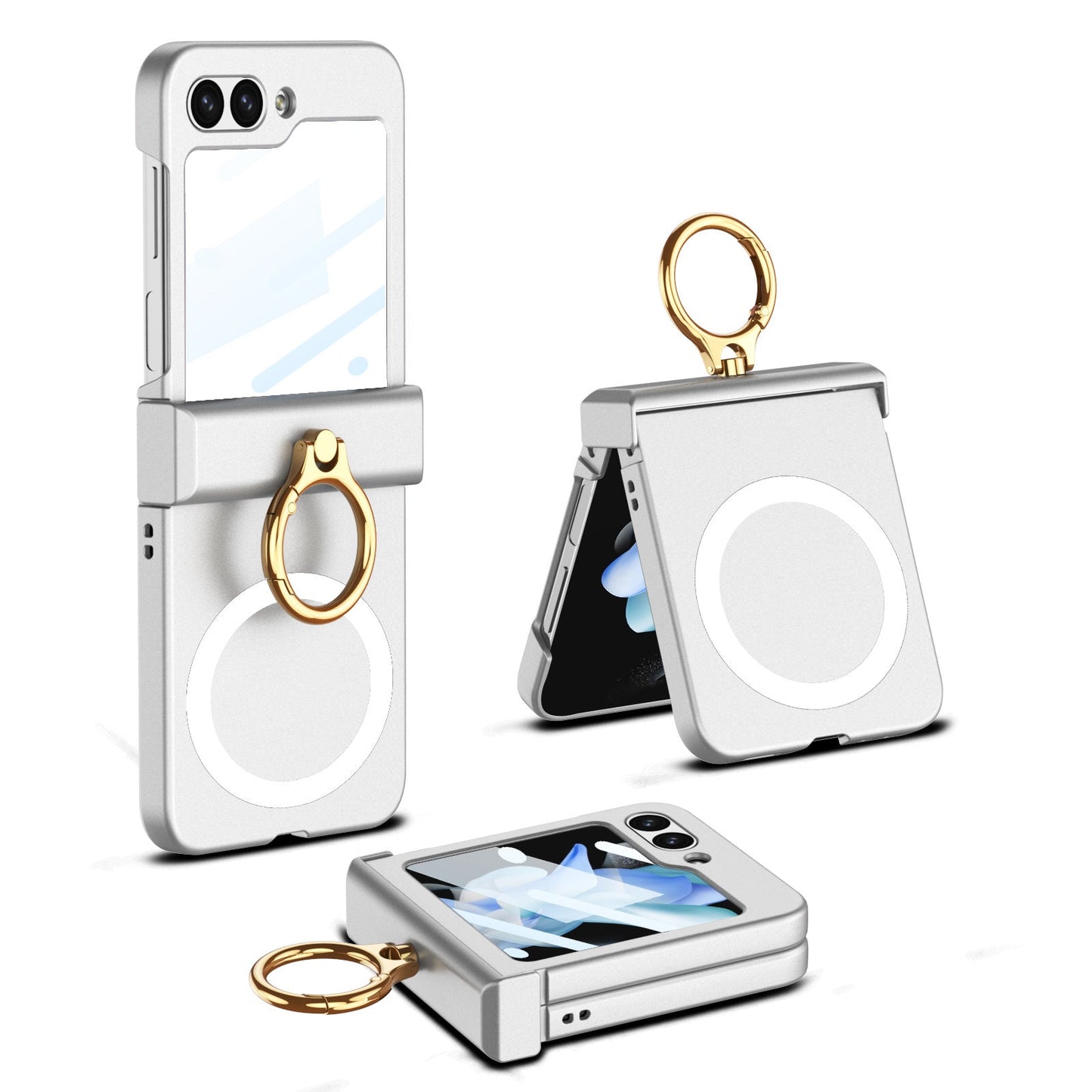 Magnetic Samsung Z Flip5 Case With Ring Wireless Charging Protective All-inclusive Shell