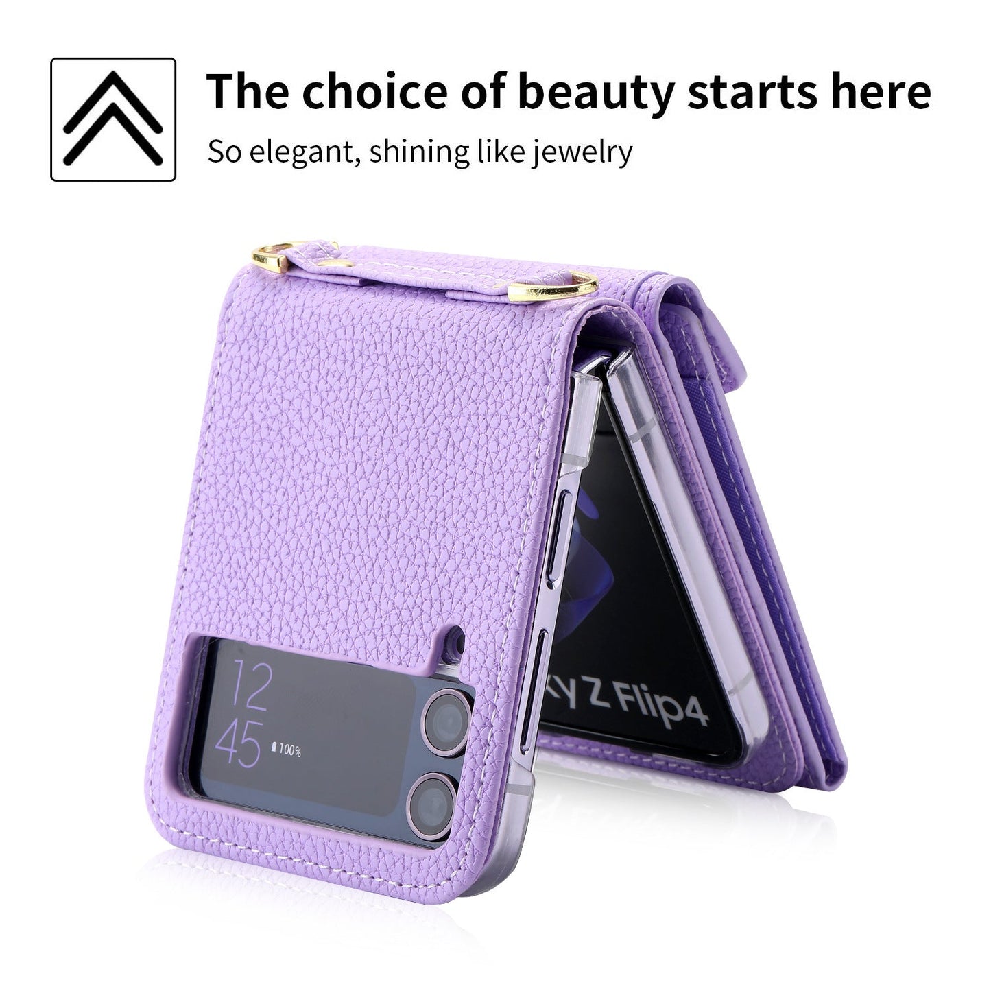 Samsung Z Flip5 Case Z Flip4 Lychee Pattern Zipper Cardholder Diagonal Folding Case