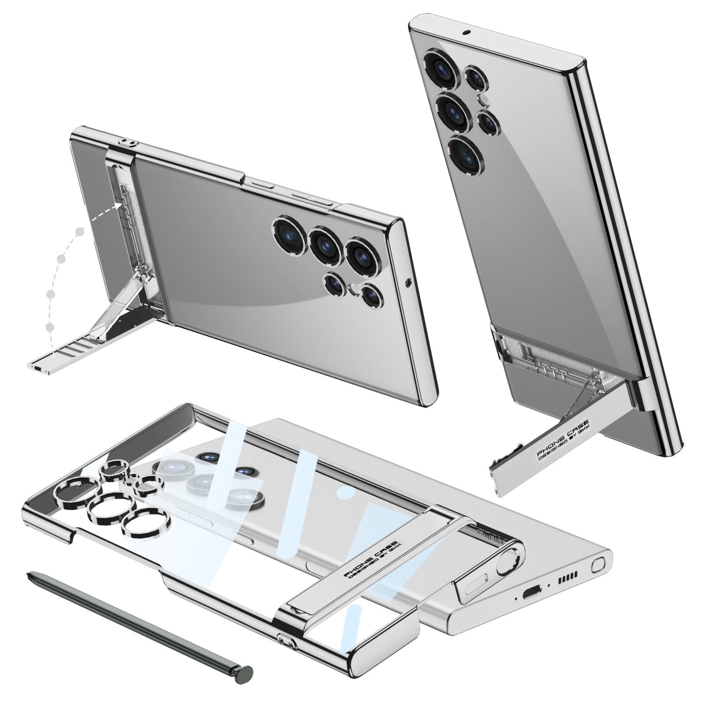 Samsung S24ultra Transparent Electroplated Phantom S24 Triumph Case with Stand