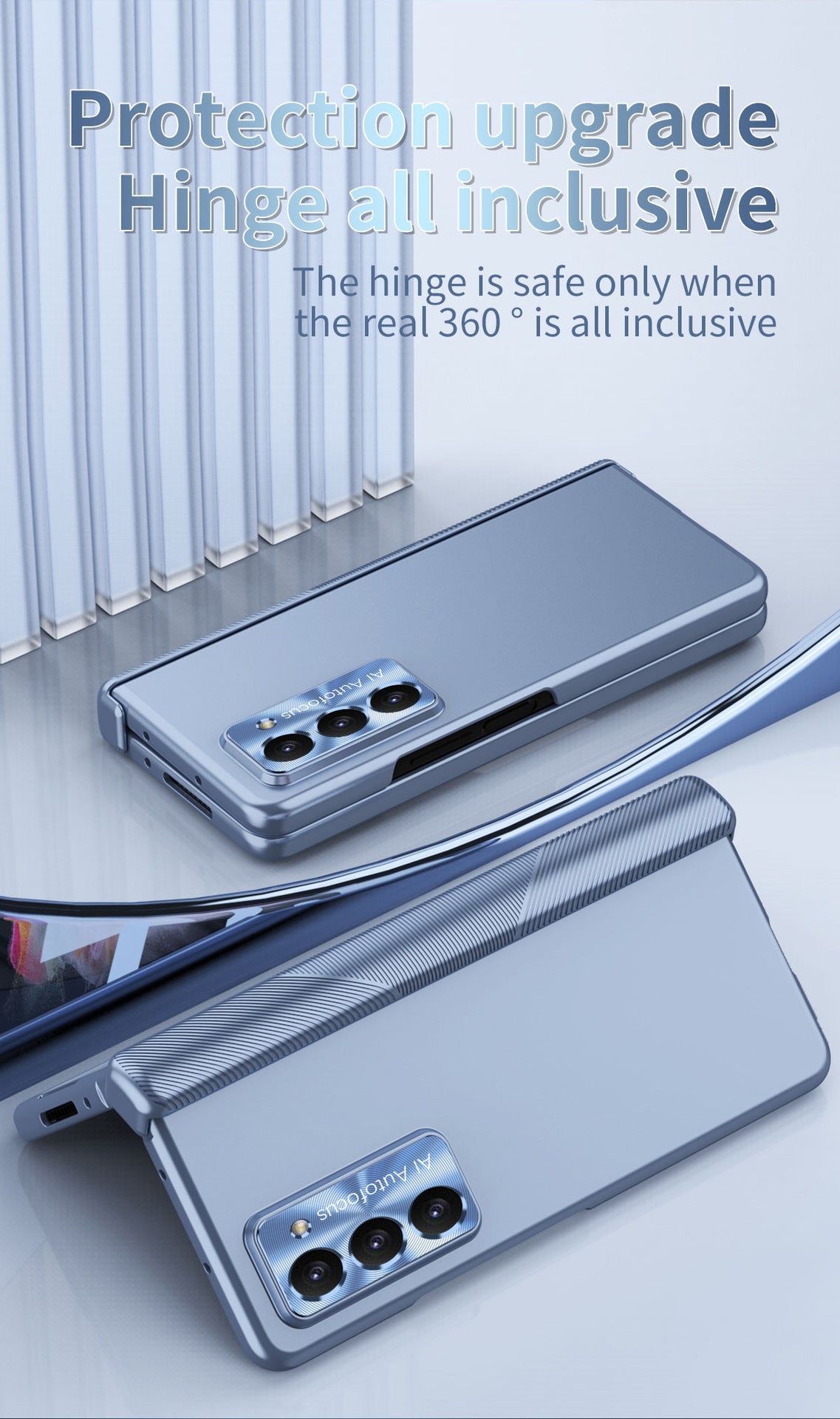 Electroplated Folding Case For Galaxy Z Fold5 With Double Hinge Protector and Free Stylus