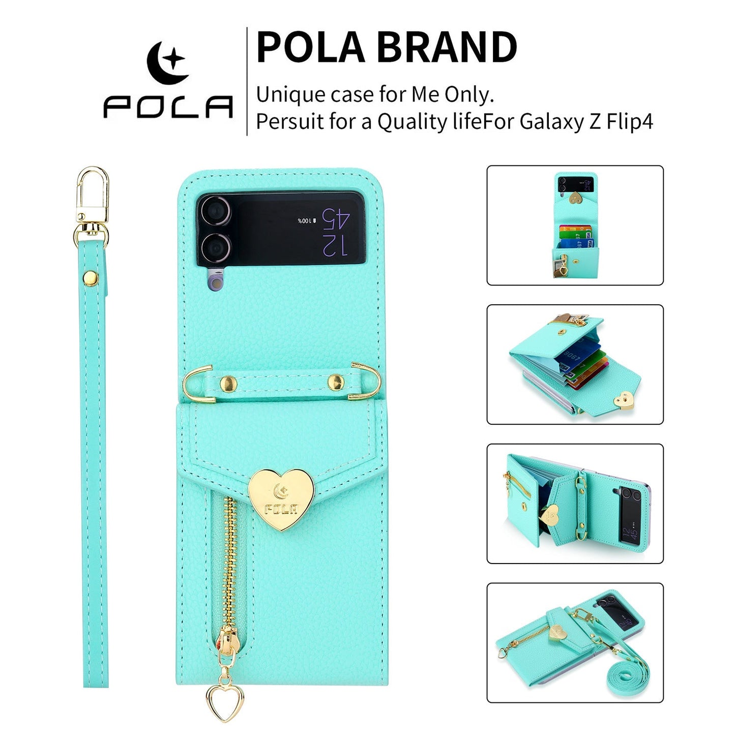 Samsung Z Flip5 Case Z Flip4 Lychee Pattern Zipper Cardholder Diagonal Folding Case