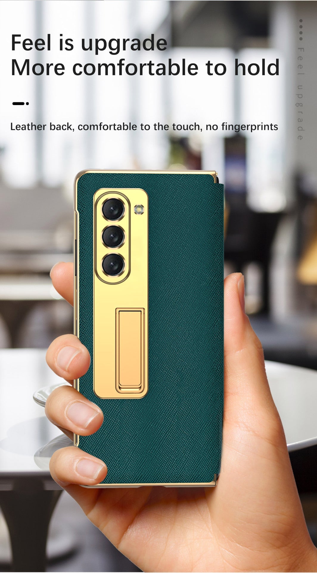 Leather Samsung Galaxy Z Fold5 Case Electroplating Bracket One-piece All-inclusive Drop-proof Case