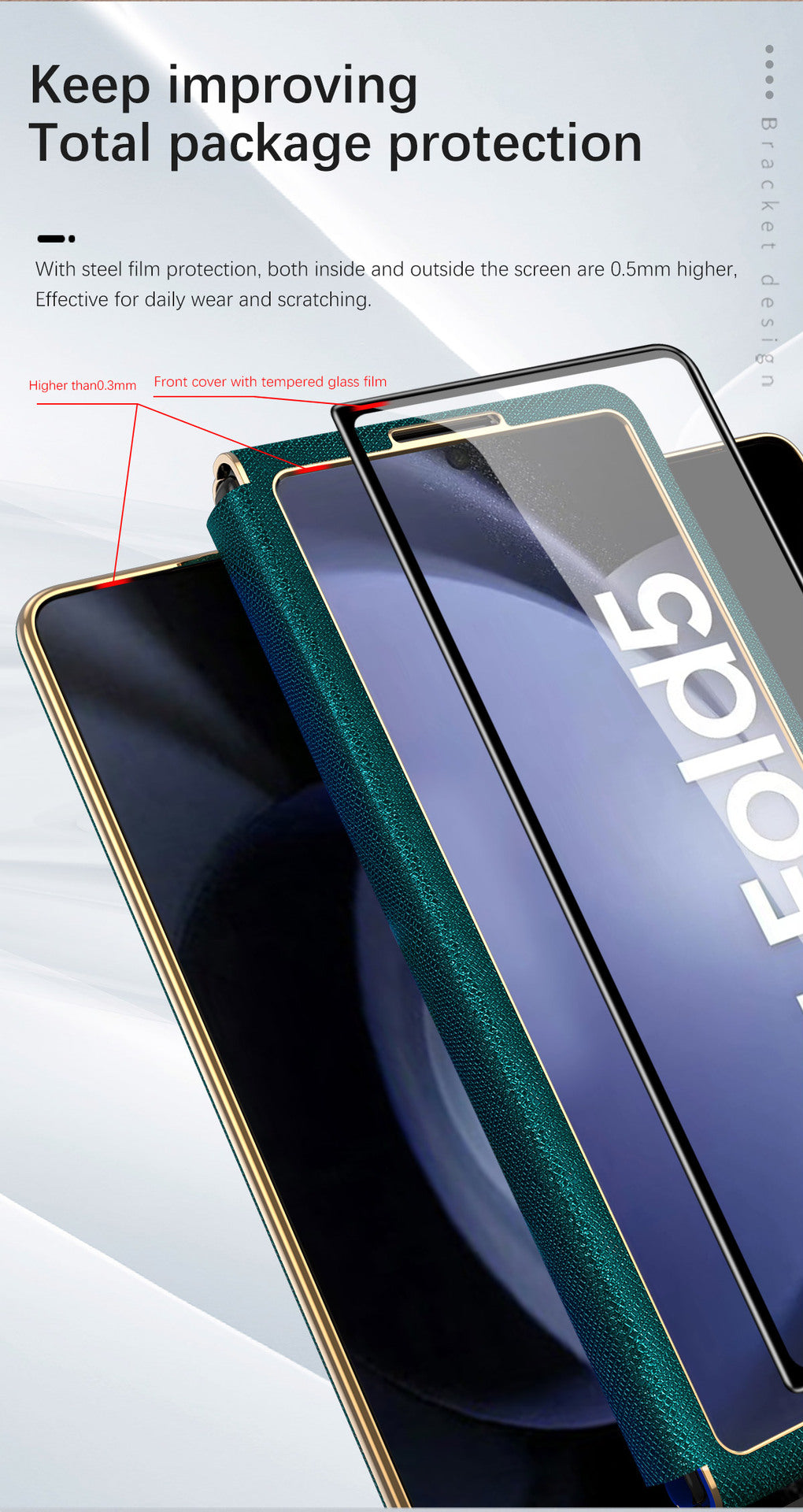Leather Samsung Galaxy Z Fold5 Case Electroplating Bracket One-piece All-inclusive Drop-proof Case