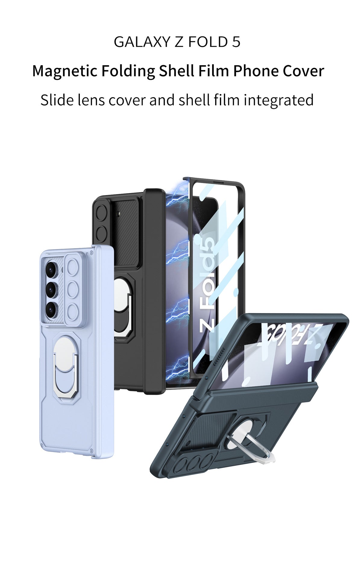 Samsung Z Fold5 Case With Folding Hinge Magnetic Bracket Armor Protective Case