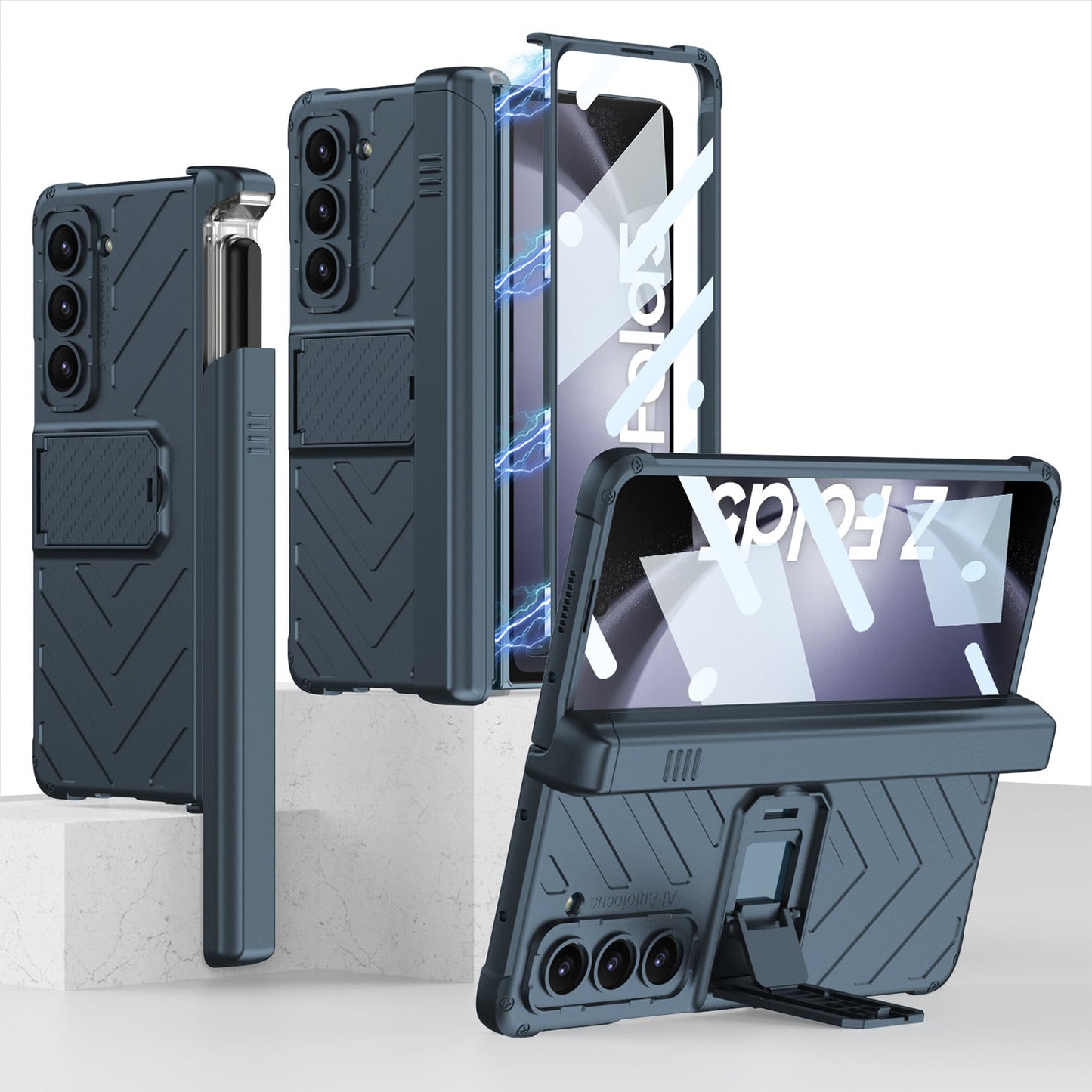 Samsung Galaxy Z Fold5 Magnetic Full Cover Armored Slide S Pen Case