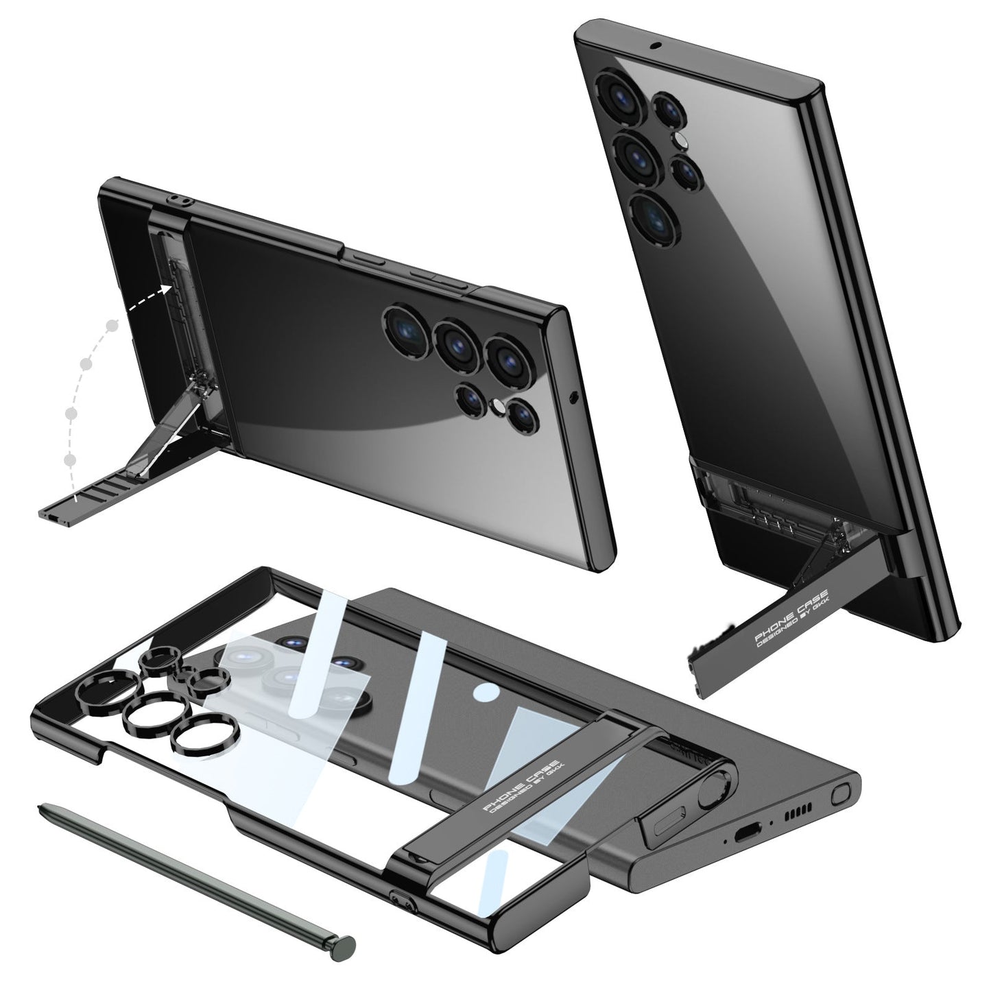 Samsung S24ultra Transparent Electroplated Phantom S24 Triumph Case with Stand