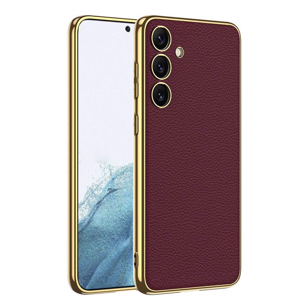 Samsung S24Ultra Case S24 Series Electroplated Plain Leather Phone Case
