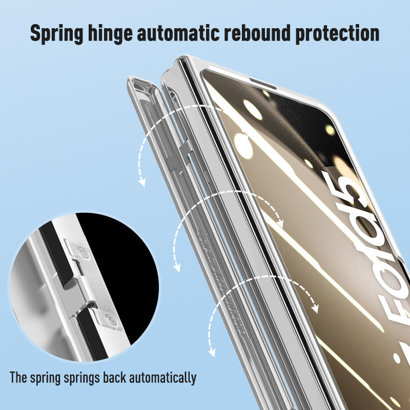 Full Surround Galaxy Z Fold5 Transparent Phone Case with Invisible Stand & Pen Slot & Film