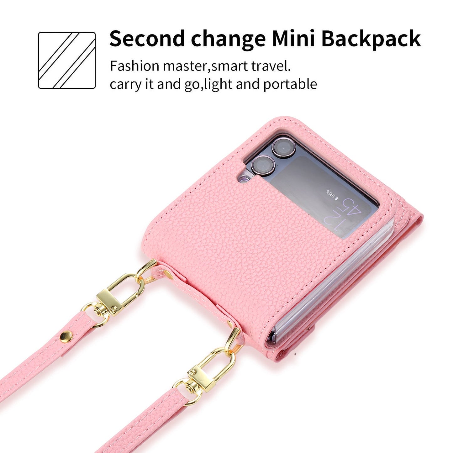 Samsung Z Flip5 Case Z Flip4 Lychee Pattern Zipper Cardholder Diagonal Folding Case