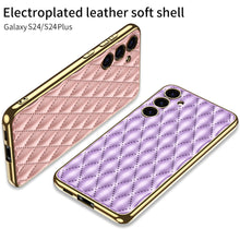 Load image into Gallery viewer, Samsung S24 Ultra Electroplated Phone Case  Porous Leather S24 Series Case
