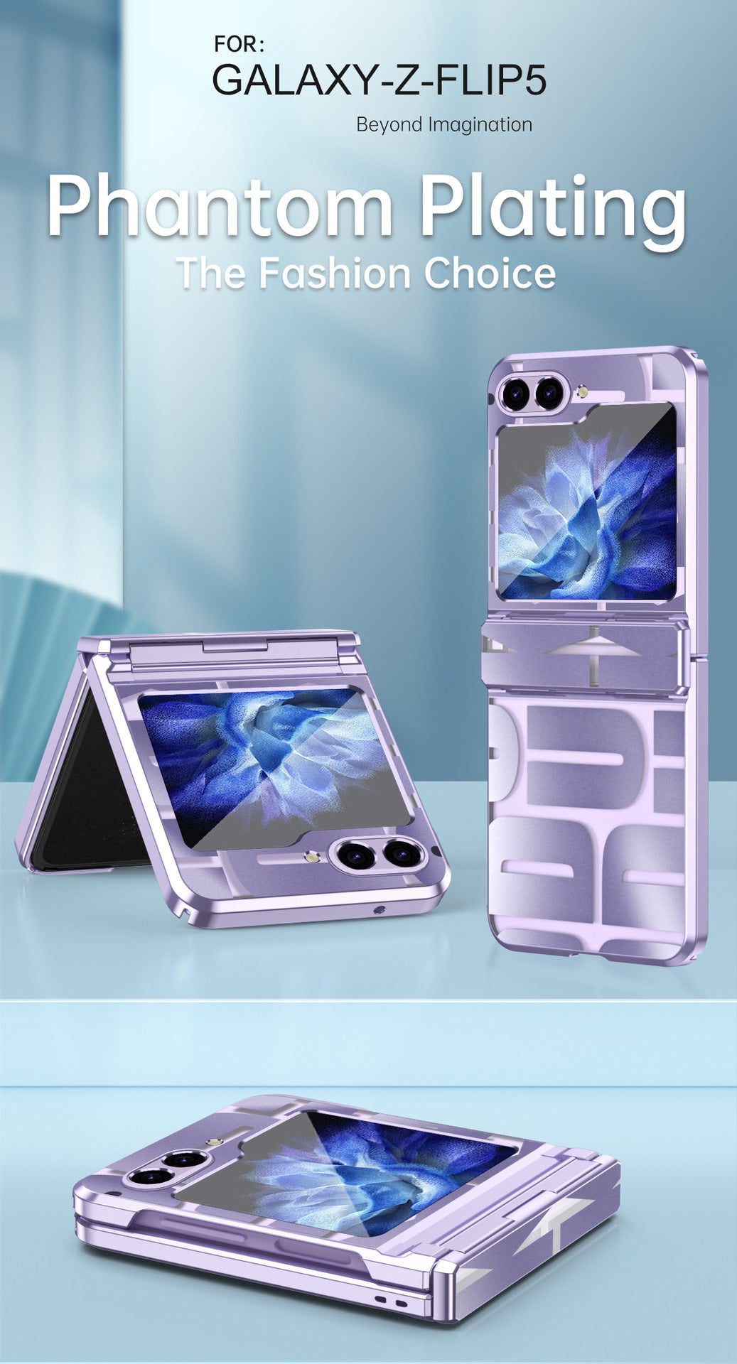 Electroplating Samsung Galaxy Z Flip5 Case With transparent hinge all-inclusive drop-proof protective Case