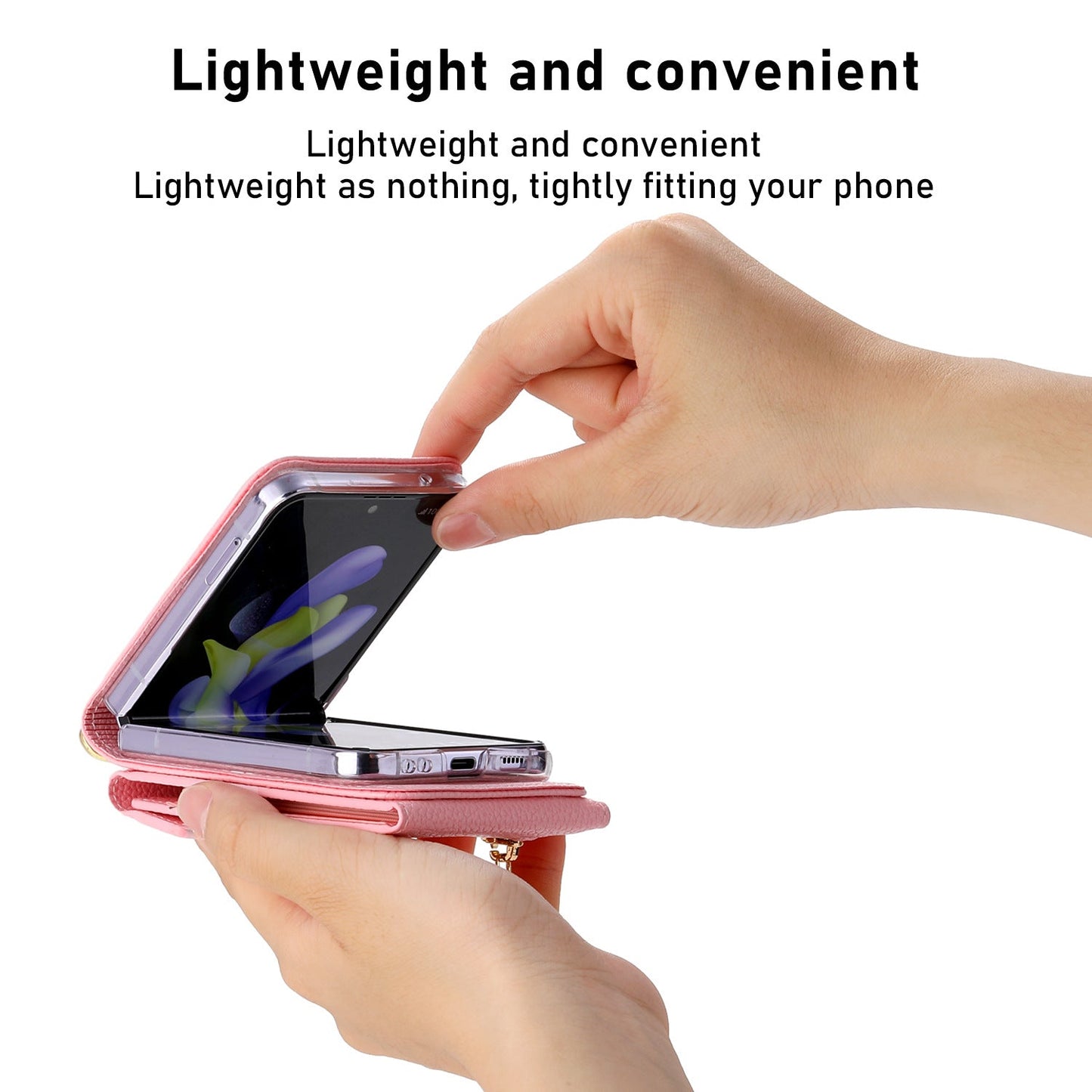 Samsung Z Flip5 Case Z Flip4 Lychee Pattern Zipper Cardholder Diagonal Folding Case