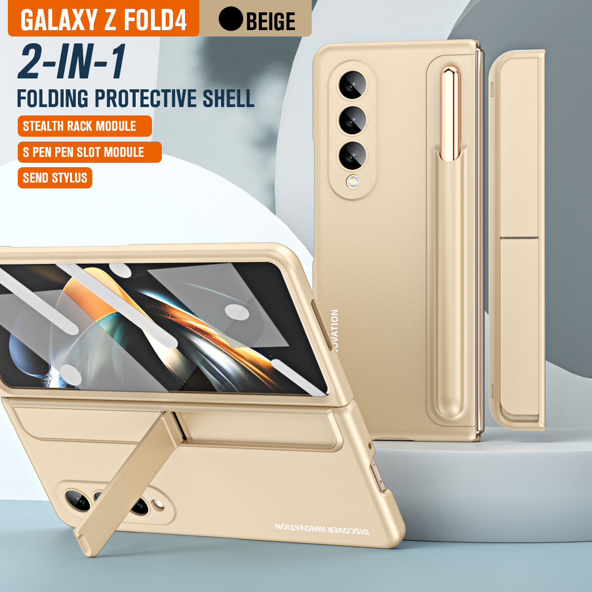 Samsung Galaxy Z Fold 5 Case with Tempered Glass Protector and Detachable Pen Slot