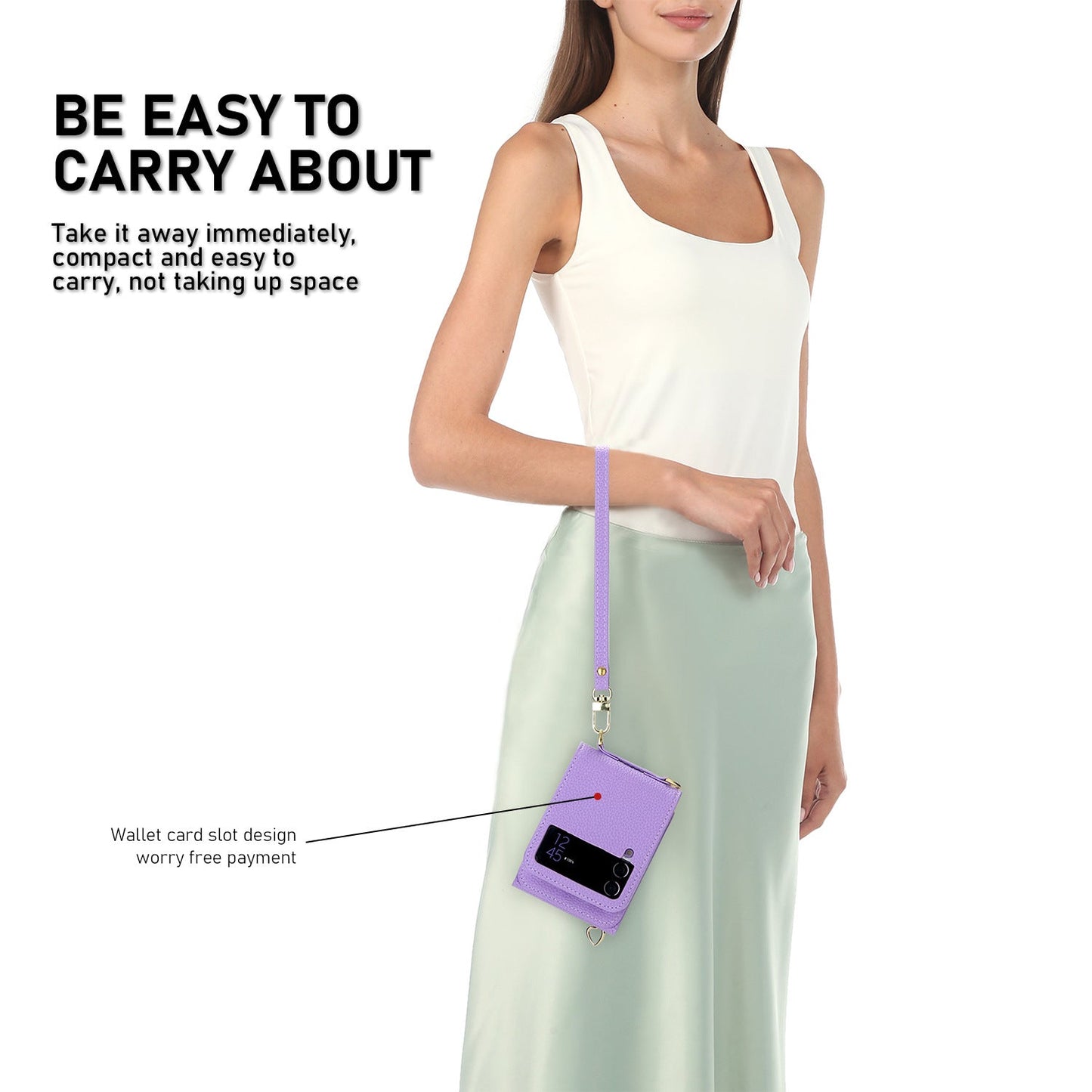 Samsung Z Flip5 Case Z Flip4 Lychee Pattern Zipper Cardholder Diagonal Folding Case