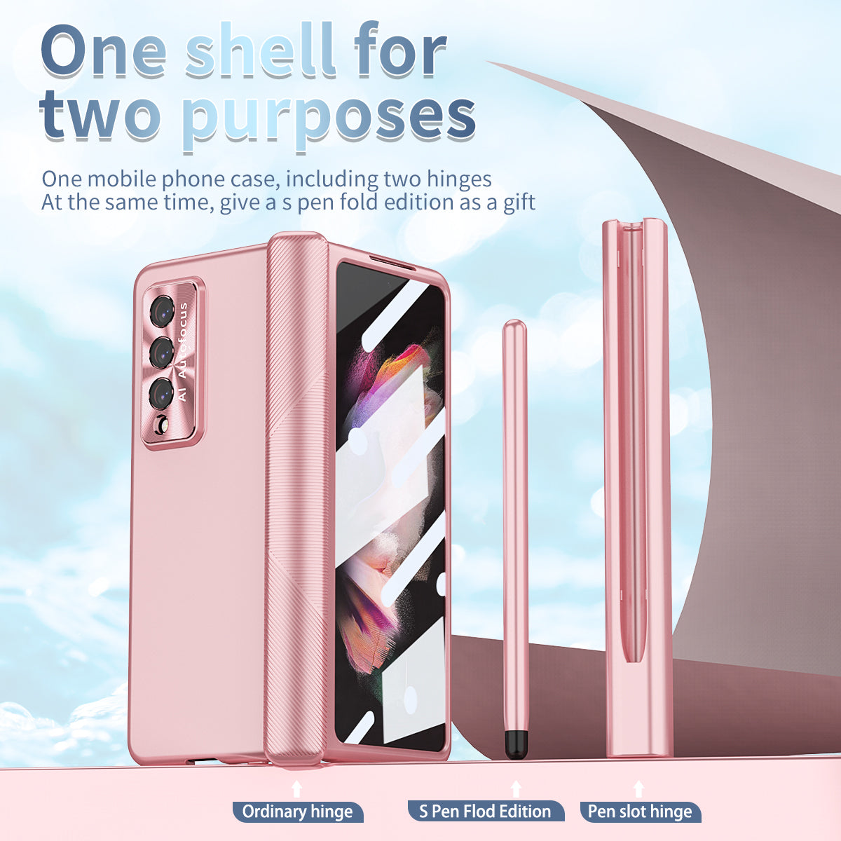Pen Holder Luxury Full Protection Case for Samsung Galaxy Z Fold4 5G Fold3 with Tempered Glass Film