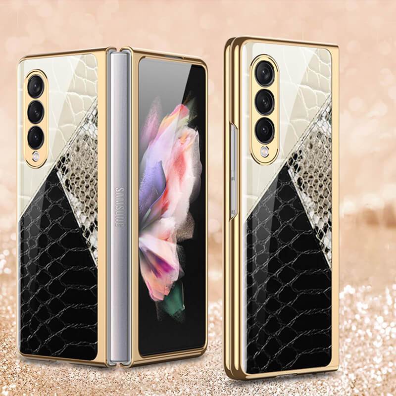 Python Leopard Print Tempered Glass Case for Samsung Galaxy Z Fold 3 5G - GiftJupiter