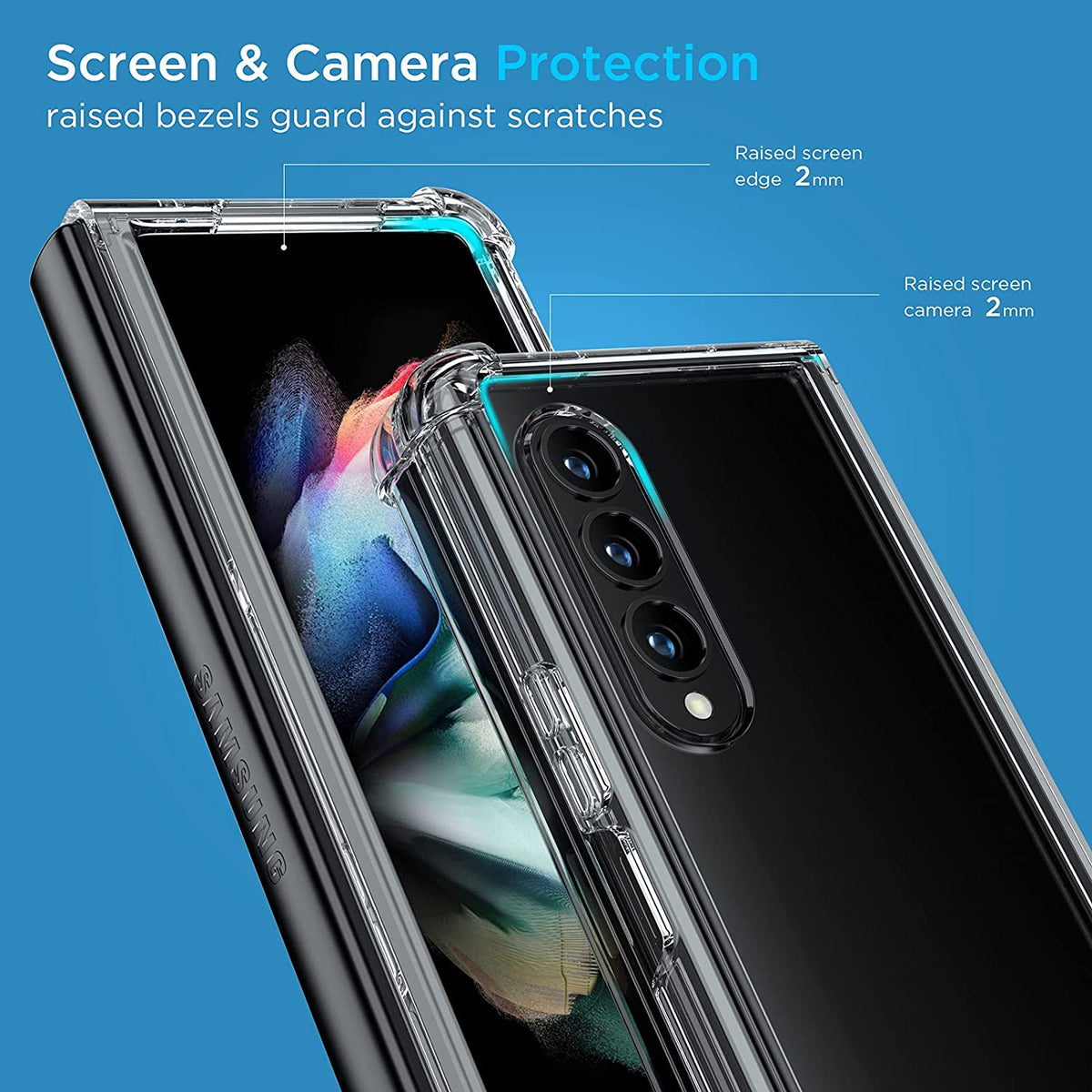 Ring Case for Galaxy Z Fold 3 Reinforced Corners Shockproof  Soft TPU Bumper  Back Airbag Case For Samsung Galaxy Z Fold3 5G