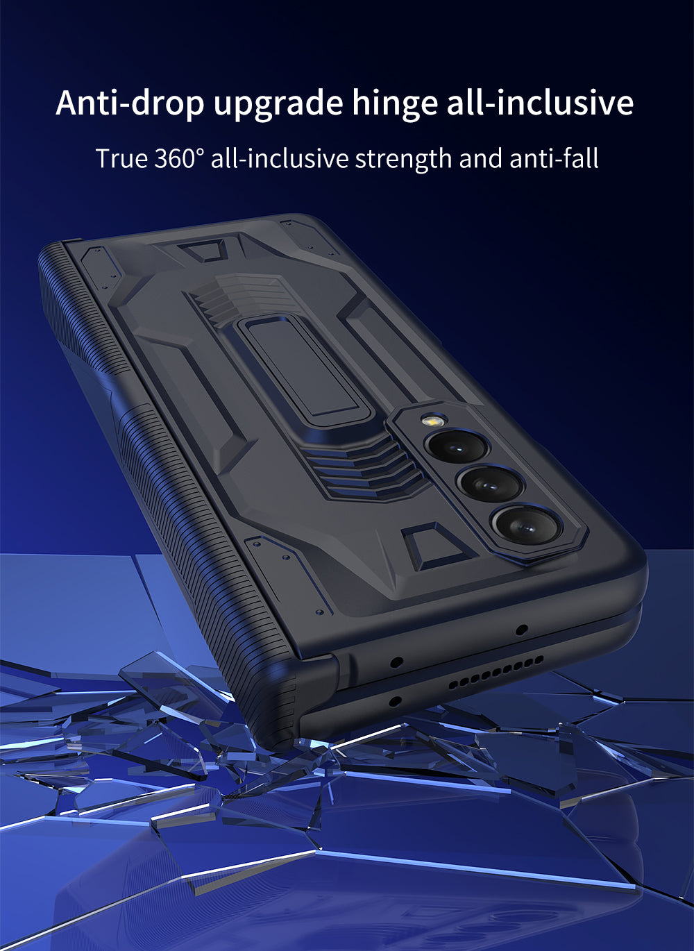 Armor Magnetic Screen Glass Case For Samsung Galaxy Z Fold 3 5G Bracket Stand Hard Fold Case Cover For Samsung Z Fold3 Funda