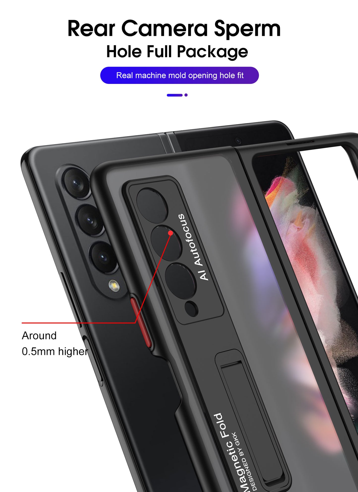 Frosted Translucent Case For Samsung Galaxy Z Fold 3 5G Magnetic Holder TPU Frame Hard Back Cover For Galaxy Z Fold3 5G Case