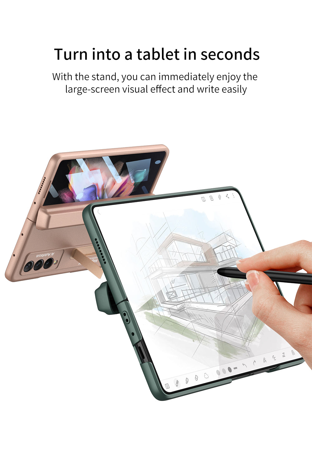 Magnetic All-included Pen Case For Galaxy Z Fold 3 Case Back Screen Glass Holder Cover For Samsung Galaxy Z Fold3