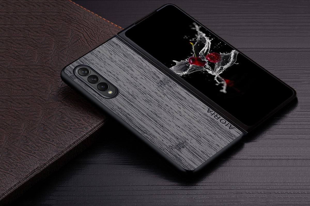 Samsung Galaxy Z Fold 3 4 5G Z Fold3 Funda Bamboo Wood Pattern Leather Cover Luxury Coque For Galaxy z Fold4 5G Case