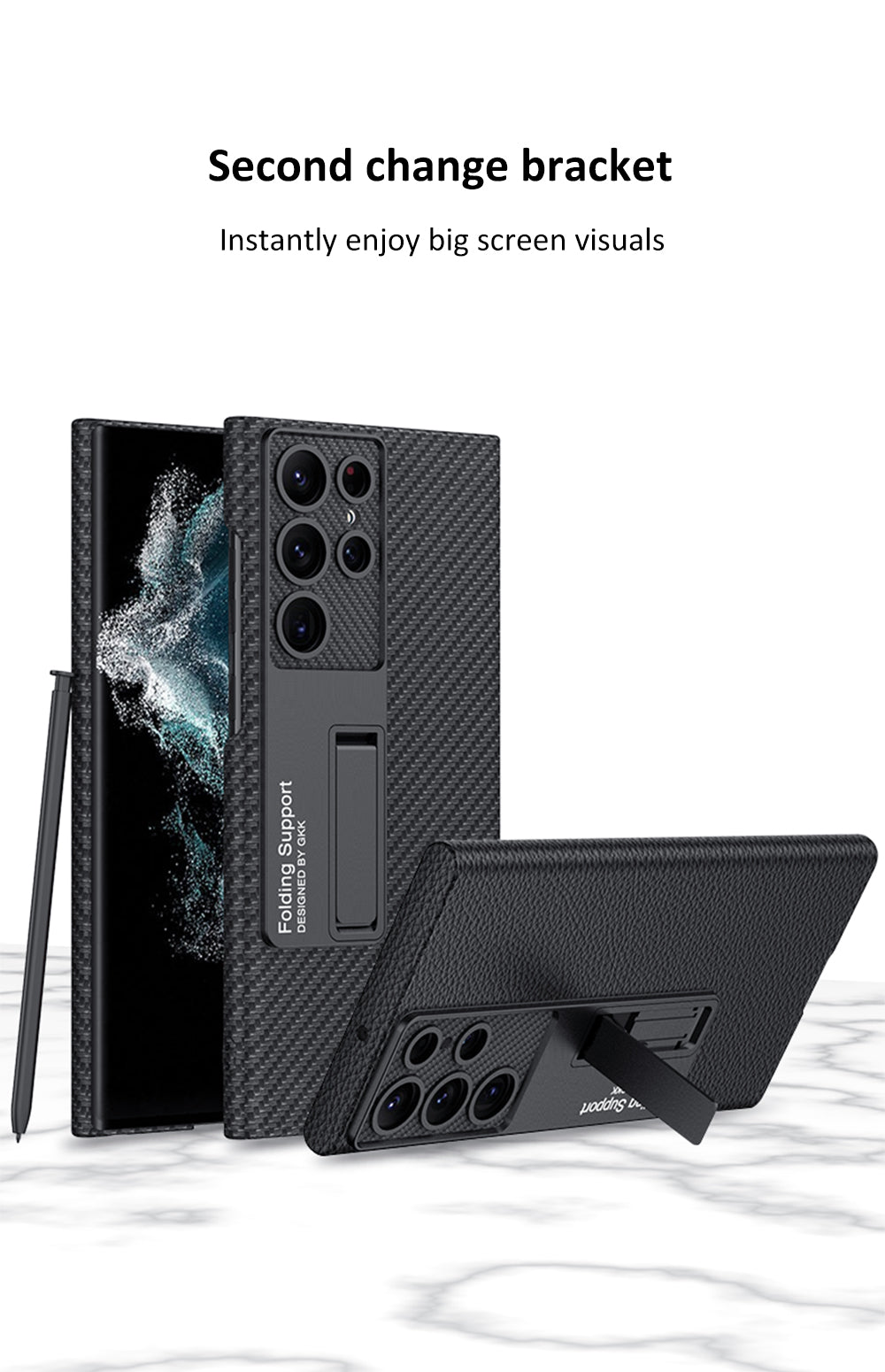 Carbon fiber Leather Stand Phone Case For Samsung Galaxy S22 Ultra All-included Protection Cover For Galaxy S22 Ultra Case