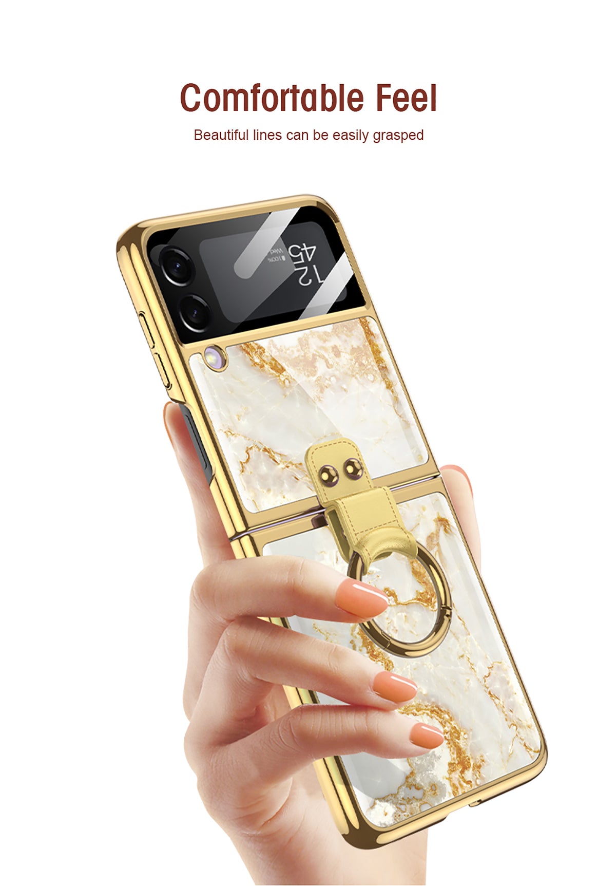 Painted Tempered Glass Ring Stand Cover For Samsung Galaxy Z Flip Fold 3 2 Case Plating Frame For Galaxy Z Flip3 Fold3 CASE