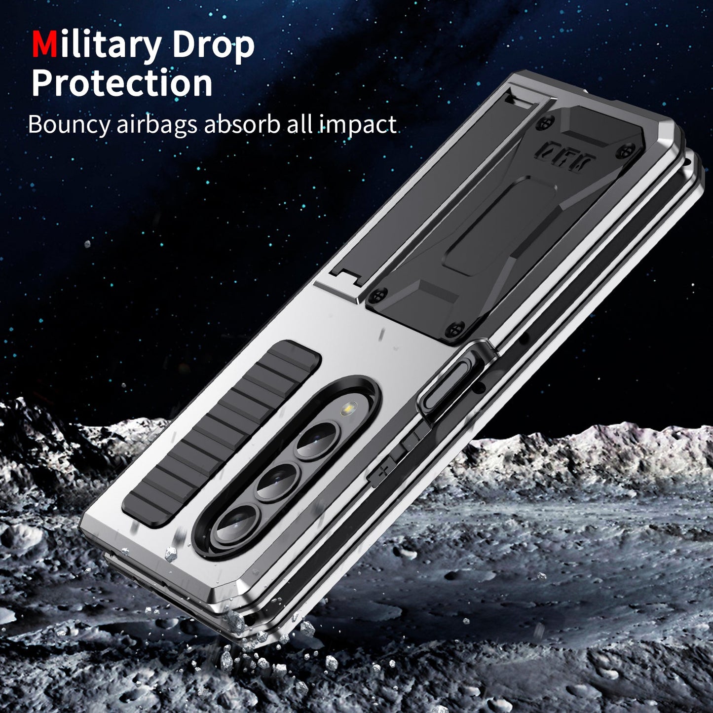 Samsung Galaxy Z Fold4 5G Case Aluminum Alloy Metal Heavy Duty Protection Stand Back Cover for Samsung Z Fold4 Capa