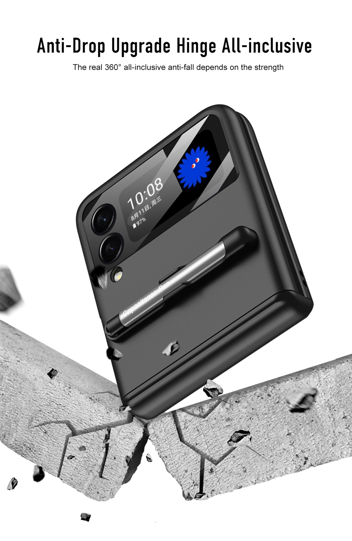 Magnetic hinge Slim Case For Samsung Galaxy Z Flip 3 5G With Capacitive Pen Slot Plastic Phone Cover For Galaxy Z Flip3 Case