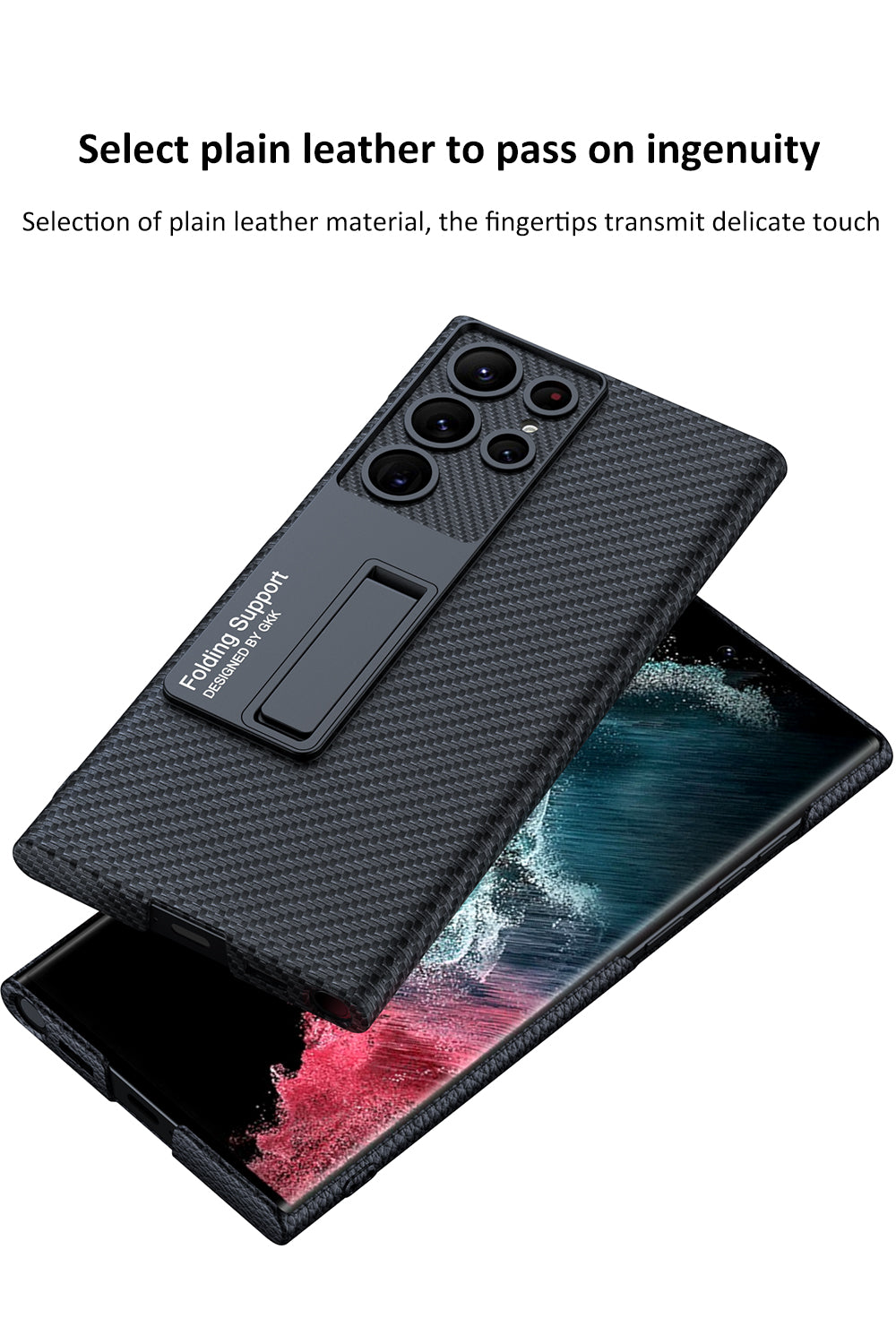 Carbon fiber Leather Stand Phone Case For Samsung Galaxy S22 Ultra All-included Protection Cover For Galaxy S22 Ultra Case
